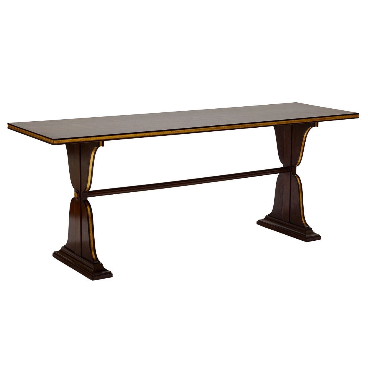 Maison Jansen Console Table in Mahogany with Gilded Details For Sale