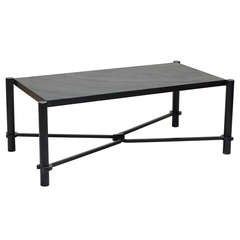 Used Coffee table in iron and stone by Jacques Adnet