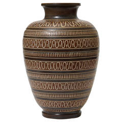 Large Vase with Sgraffito Patterns in Registers by Arthur Anderson