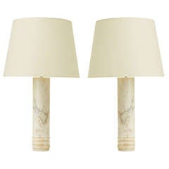 Pair of Table Lamps in Marble by Bergboms, Sweden