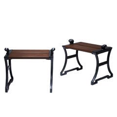 Pair neoclassical benches in iron and wood by Folke Bensow