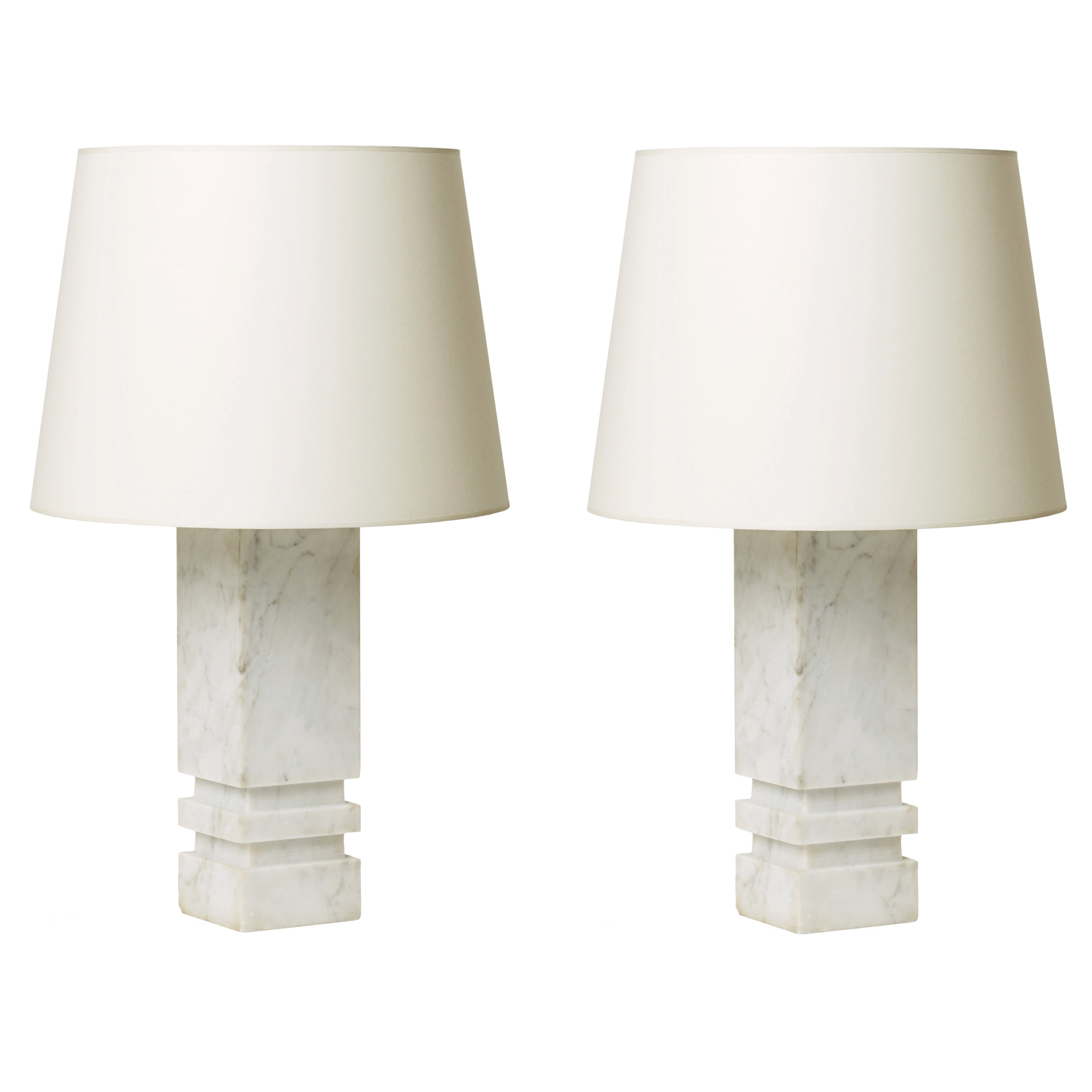 Pair of Marble Table Lamps by Bergboms For Sale