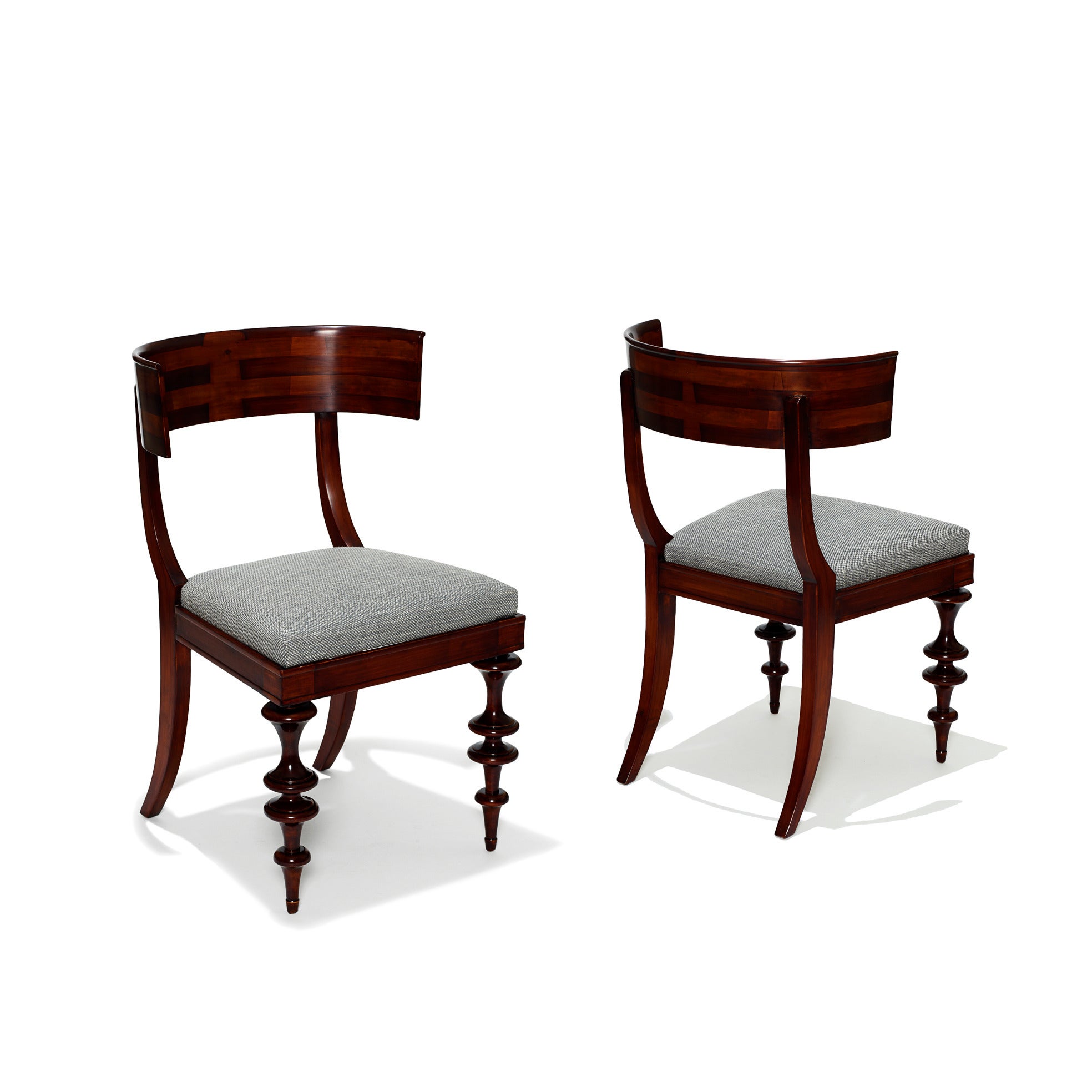 Extraordinary pair of Danish Modern Classicism klismos chairs in birch