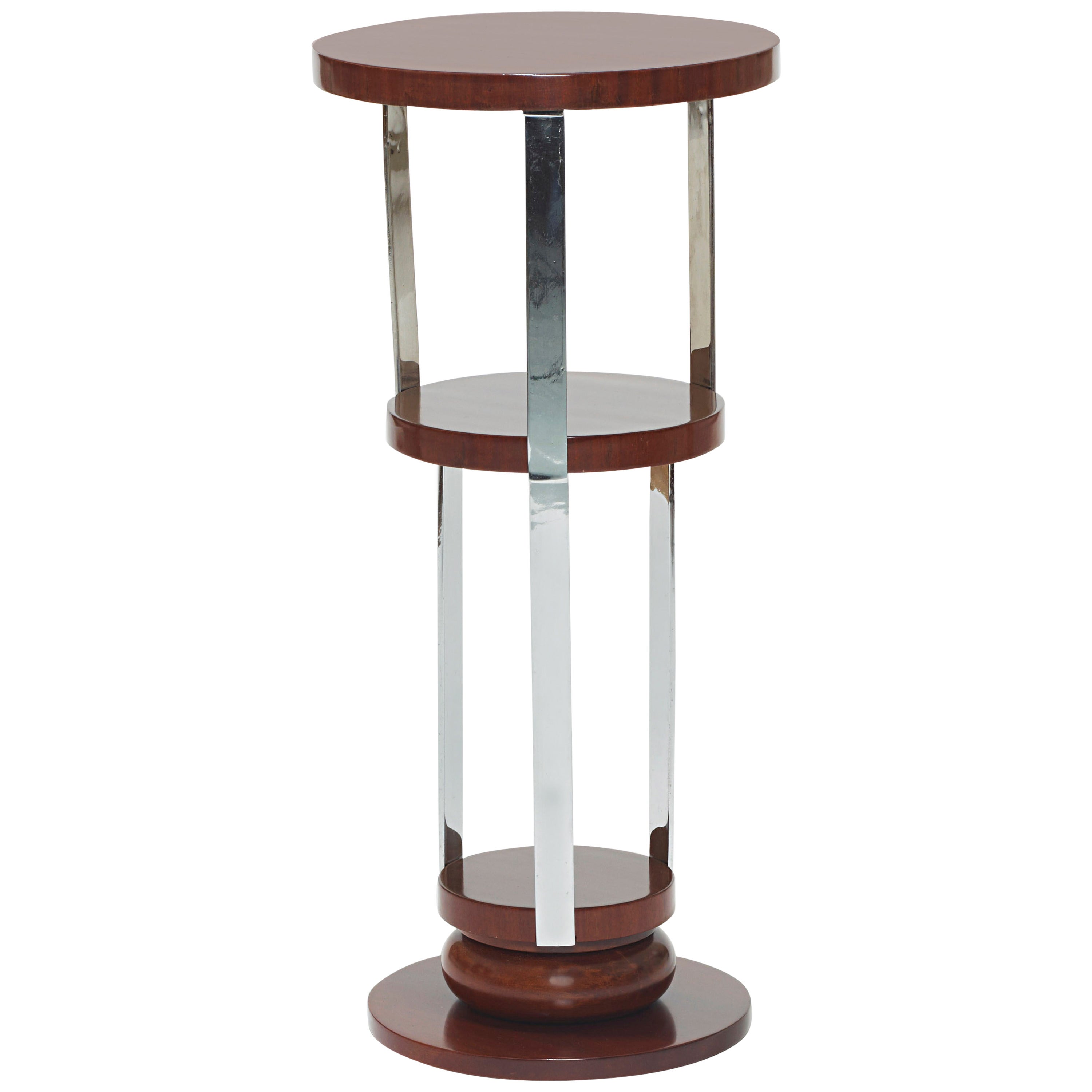 Guéridon in Rosewood and Chrome by Jacques Adnet For Sale