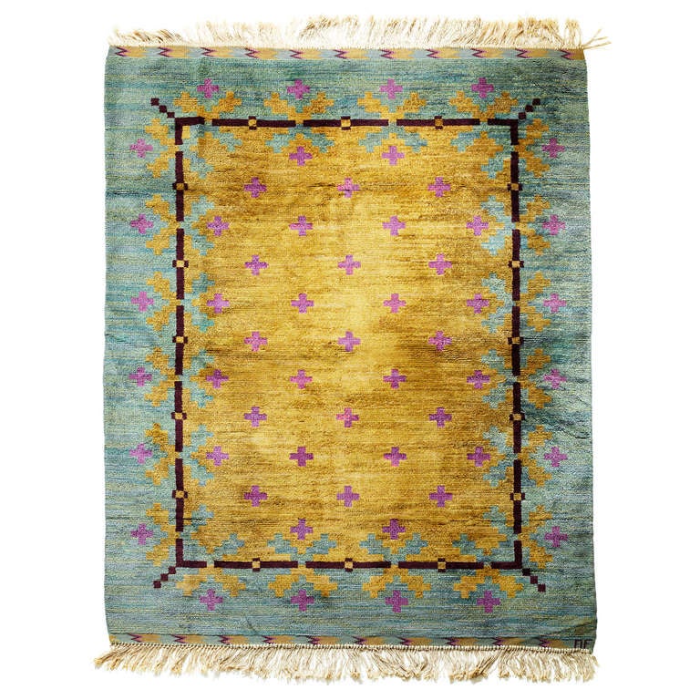 Scandinavian Modern Extraordinary Carpet In Hand-knotted Wool By Annie Frykholm