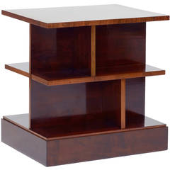 Swedish Art Moderne Occasional Table with Shelves in Walnut and Birch