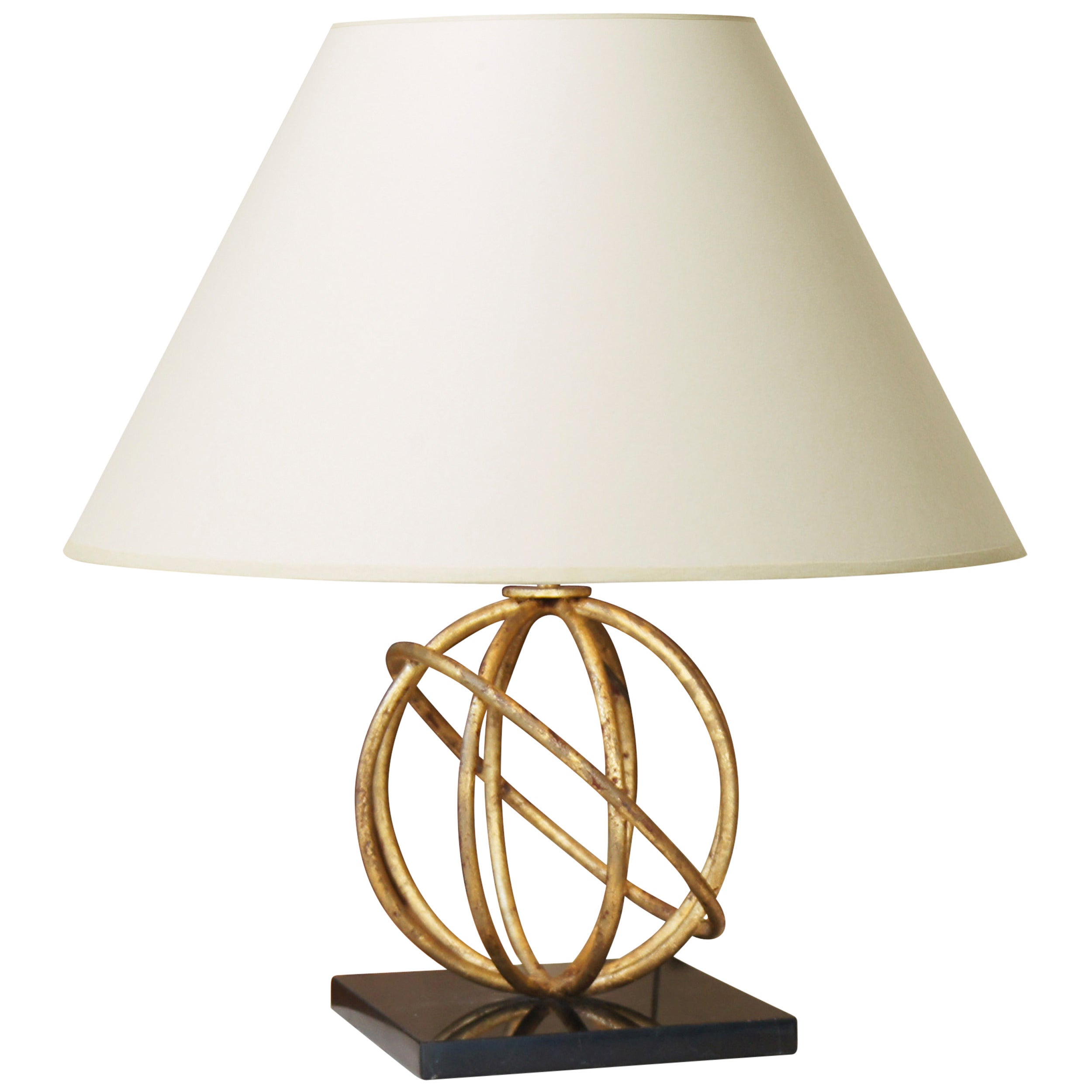 ”Sphère” Table Lamp in Gilded Iron and Marble by Jean Royère For Sale