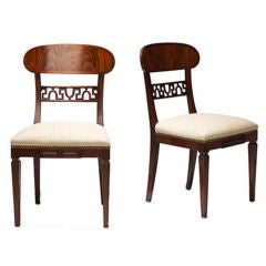 Quartet of unique Cuban mahogany klismos chairs by Carl Malmsten