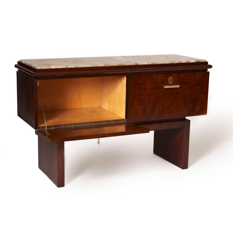 German Cabinet in flame birch with Napoleon marble by Prof. Bruno Paul