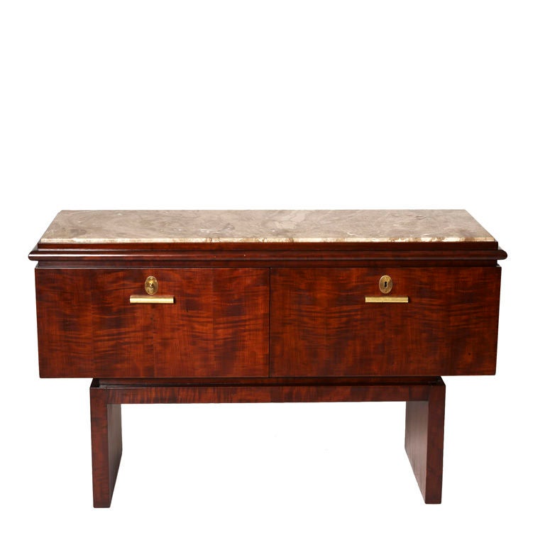 Cabinet in flame birch with Napoleon marble by Prof. Bruno Paul