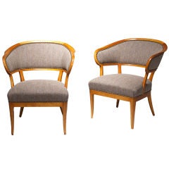 Pair "Jonas Love" klismos armchairs in beech by Carl Malmsten