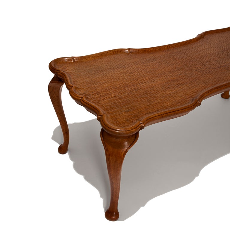 Danish Custom Louis XV style coffee table in solid carved oak by Frits Henningsen For Sale