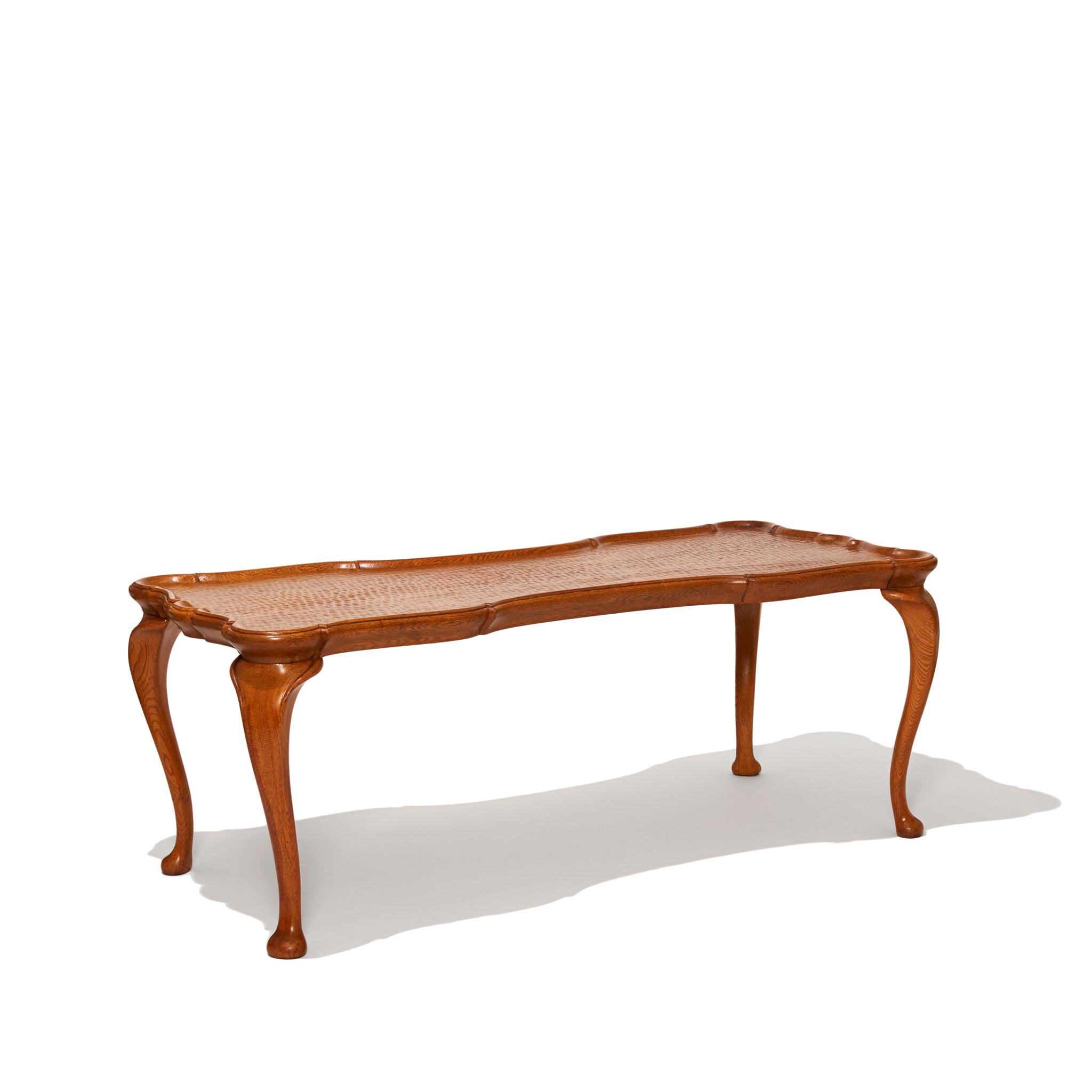 Custom Louis XV style coffee table in solid carved oak by Frits Henningsen For Sale