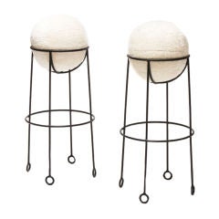 Pair stools with "yo-yo" feet in iron by Jean Royère