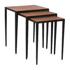 Set of three nesting tables in iron by Jean-Michel Frank