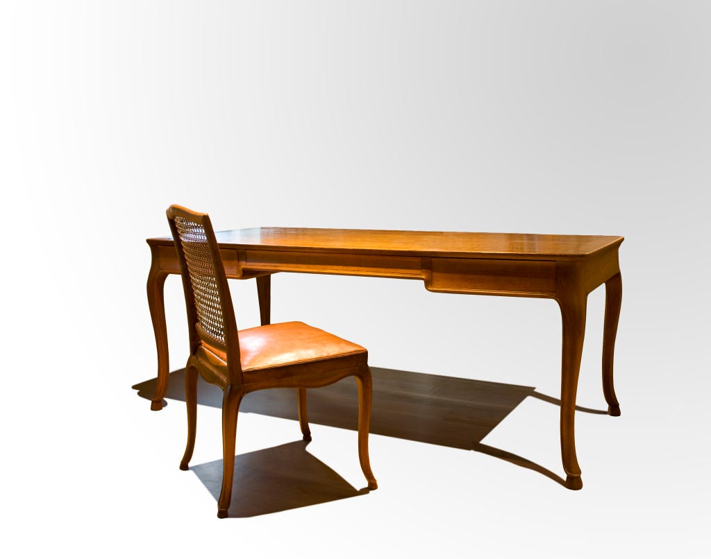 Danish Louis XV style desk with chair in oak by Frits Henningsen