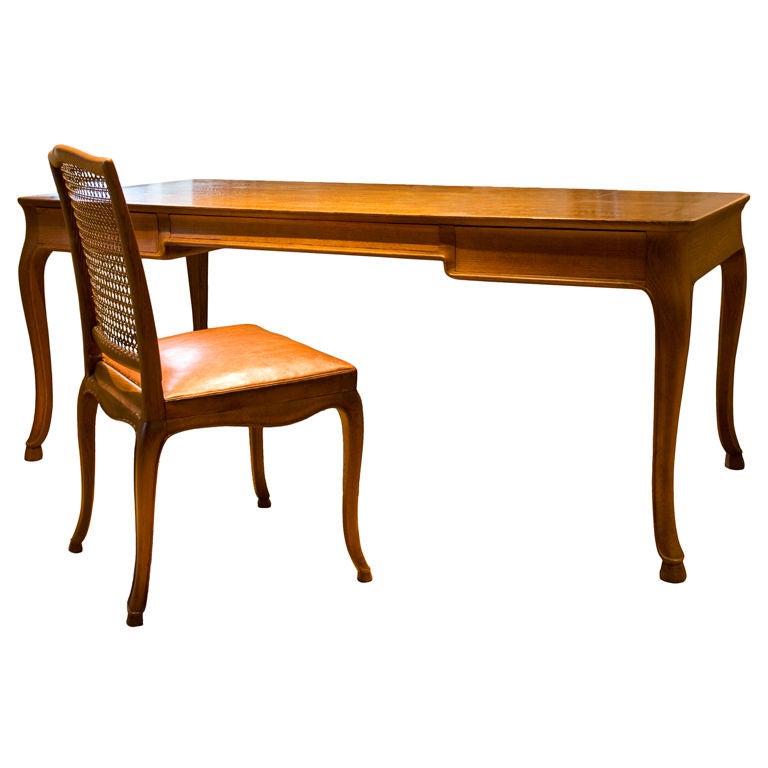 Louis XV style desk with chair in oak by Frits Henningsen