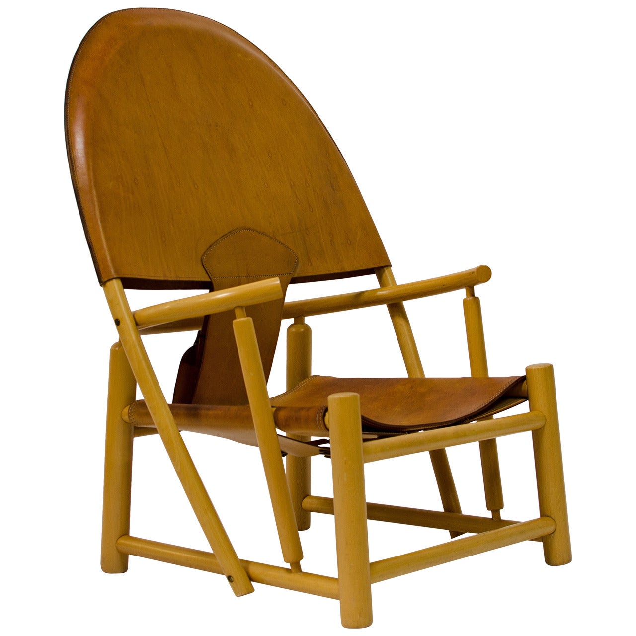 Børge Mogensen Leather Hoop Chair, 1960s