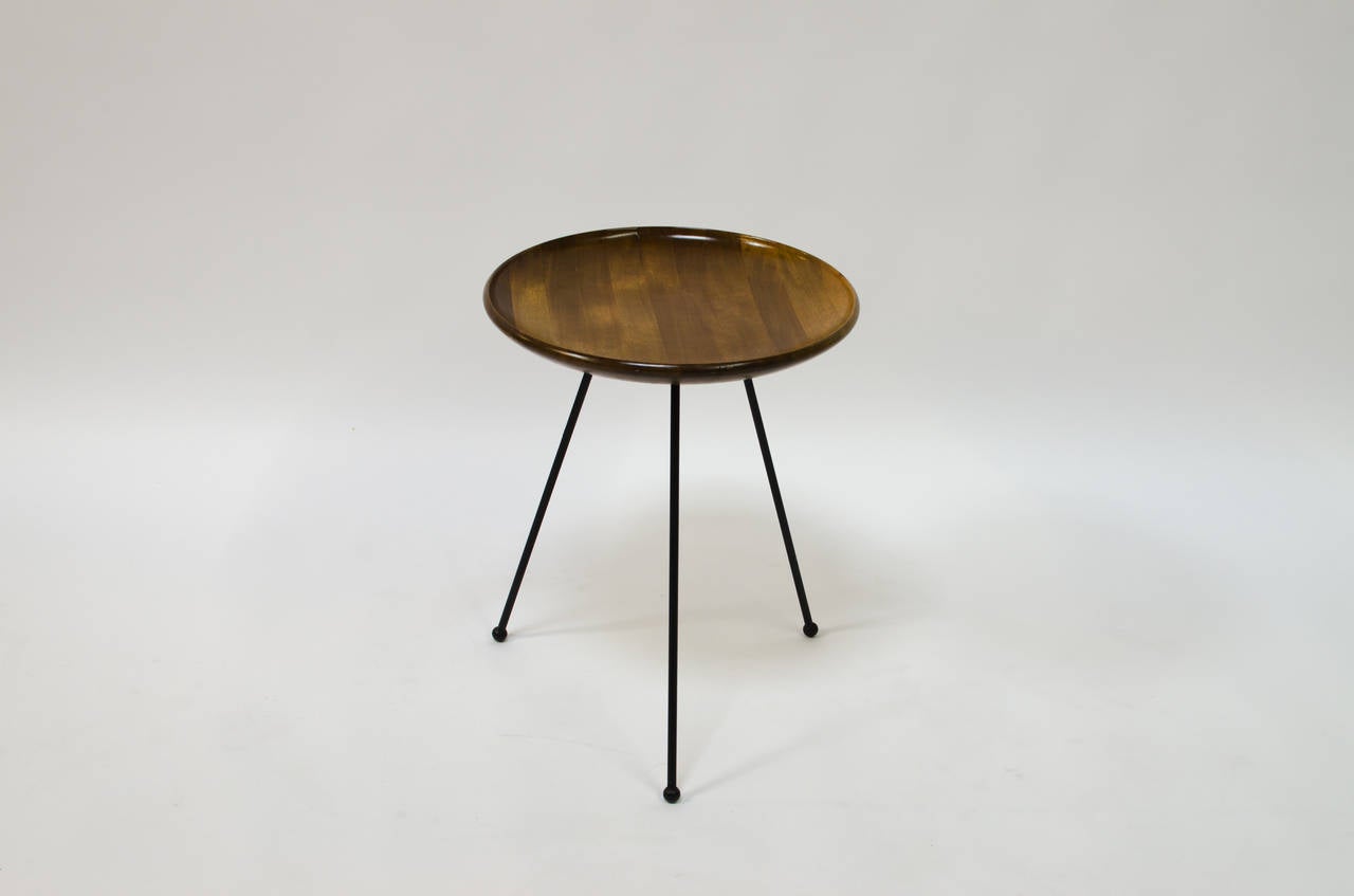 American Mid-Century Iron and Wood Catch-All Table