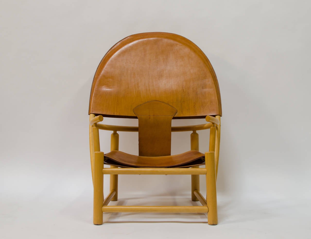 Scandinavian Modern Børge Mogensen Leather Hoop Chair, 1960s