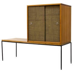 Paul McCobb Planner Group Iron and Grasscloth Cabinet