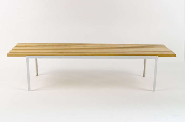 Mid-Century Modern Early Florence Knoll T-Angle Slat Bench/Table 1950s