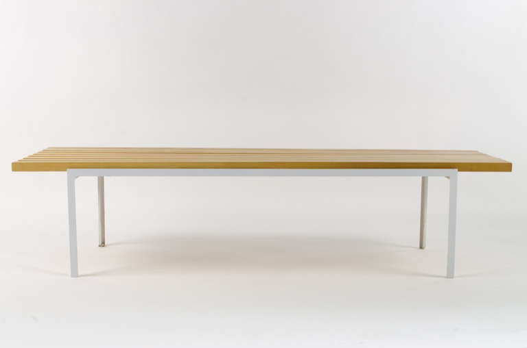 American Early Florence Knoll T-Angle Slat Bench/Table 1950s