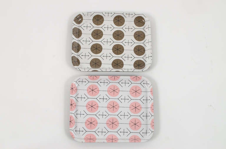 Beautiful pair of molded plastic tray designed by George Nelson for the Boltabest company c.1950's. This pattern is called 