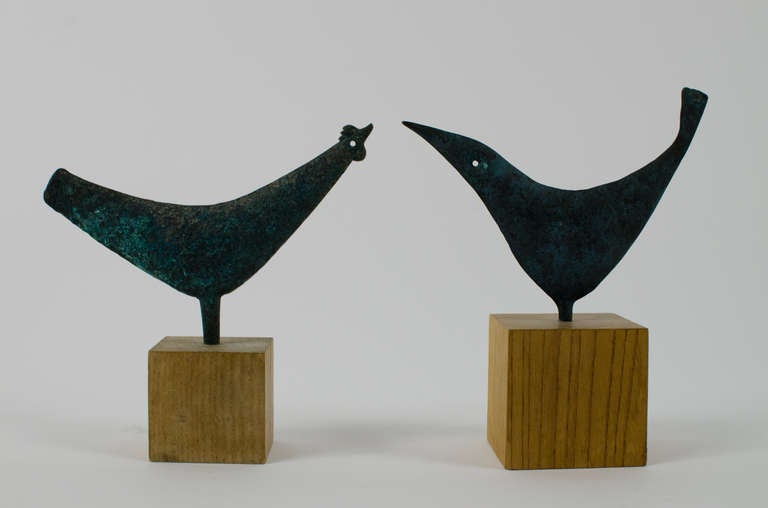 Modernist Bronze Bird Sculptures Japan 1960's In Excellent Condition In Berkeley, CA