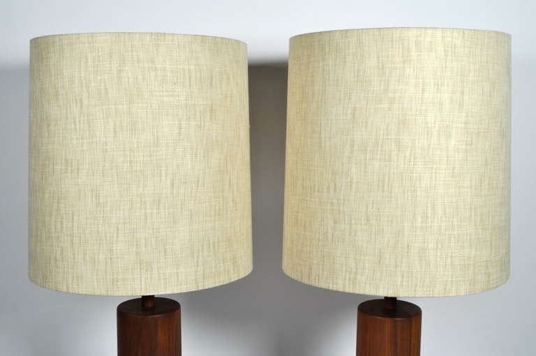 Mid-Century Modern Stunning Martz Solid Walnut Table Lamps for Marshall Studios