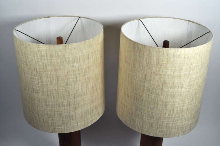 Mid-20th Century Stunning Martz Solid Walnut Table Lamps for Marshall Studios