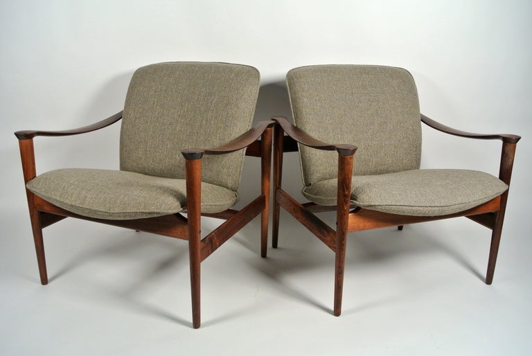Norwegian Fredrik Kayser Model 711 Rosewood Lounge Chairs 1960's