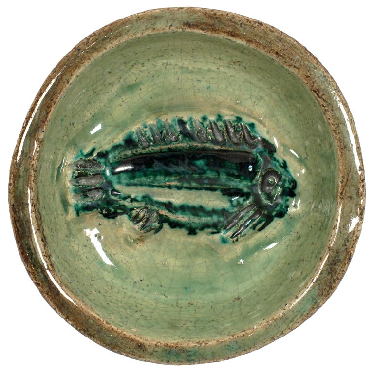 Georges Jouve "Deep Sea Fish" Ceramic Bowl  For Sale