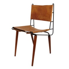 Allan Gould Iron/Wood/Leather Side Chair 1950's