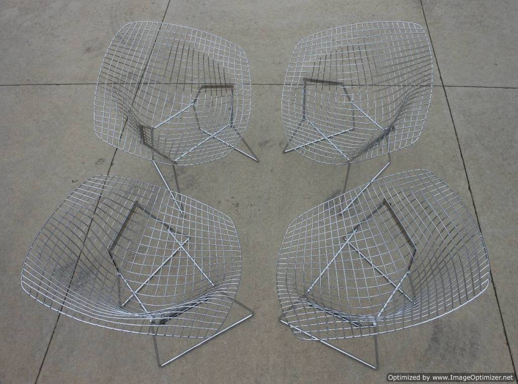 Beautiful set of 4 all original chrome diamond chairs for Knoll circa 1960's.