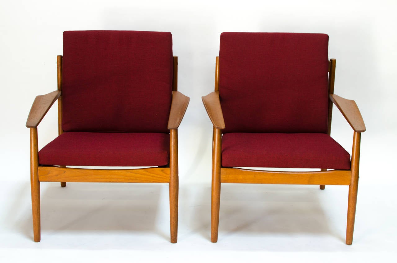 Arne Vodder for Glostrup Teak Easy Chairs, 1960s In Excellent Condition For Sale In Berkeley, CA