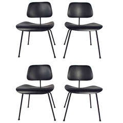Charles Eames DCM Aniline Black Dining Chairs 1951