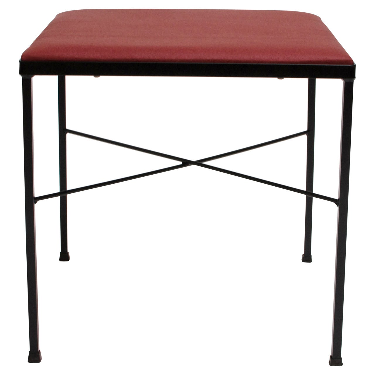 Vista of California Iron and Leather Stool, 1950s For Sale