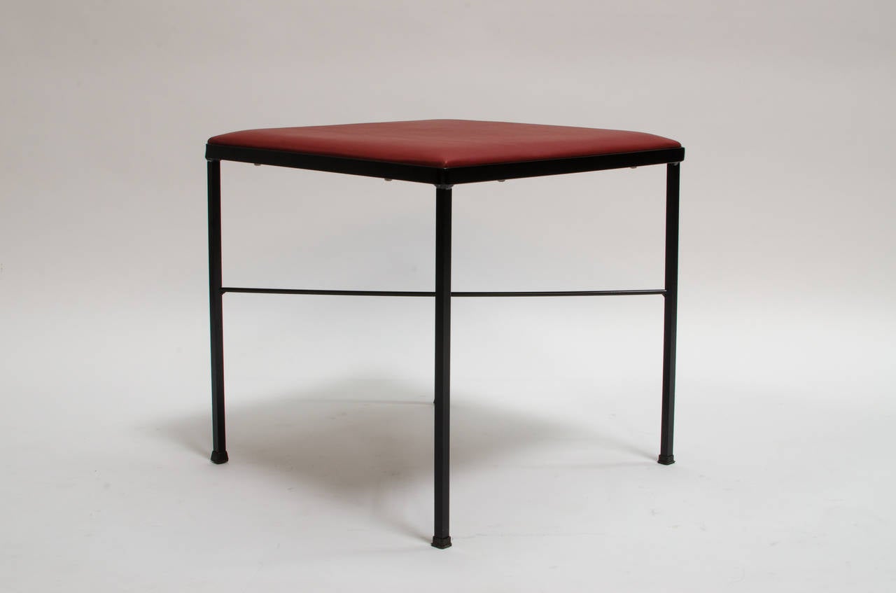 American Vista of California Iron and Leather Stool, 1950s For Sale