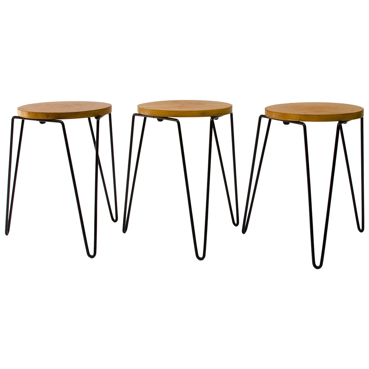Rare Florence Knoll Hairpin Stacking Stools, 1947 For Sale