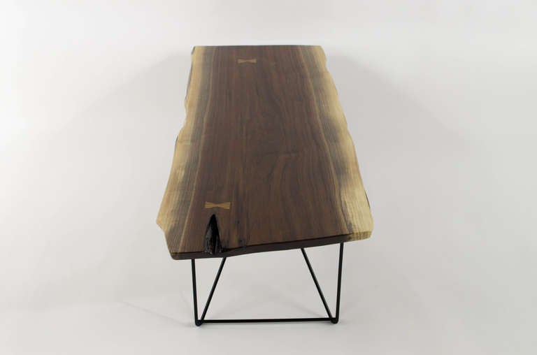 Organic Live Edge Modernist Iron Coffee Table 1