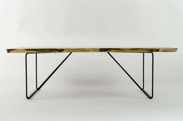 Organic Live Edge Modernist Iron Coffee Table In Excellent Condition In Berkeley, CA