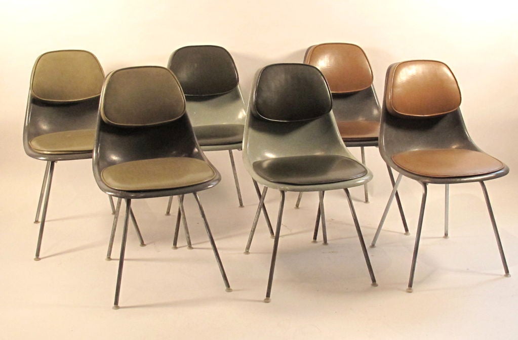 Charles Eames 'PSC' Padded Fiberglass Side Chairs 1960's