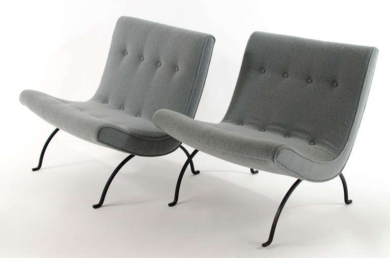 American Milo Baughman Scoop Lounge Chairs, 1950s