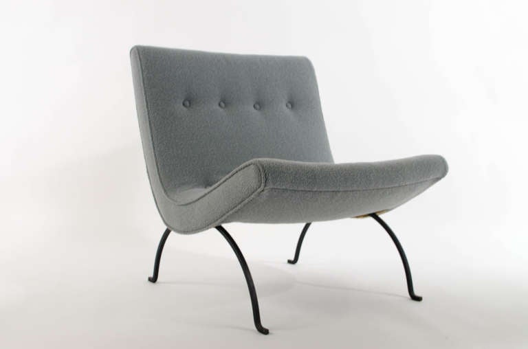 Fabric Milo Baughman Scoop Lounge Chairs, 1950s