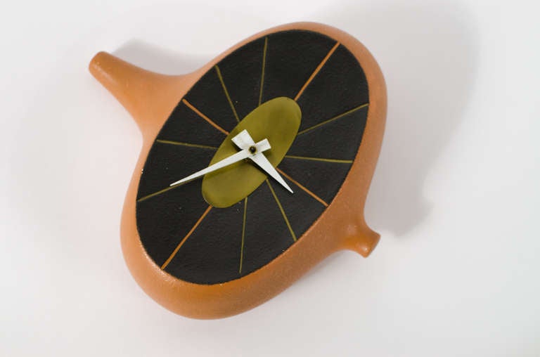Modernist Ceramic Wall Clock 1950's In Excellent Condition In Berkeley, CA
