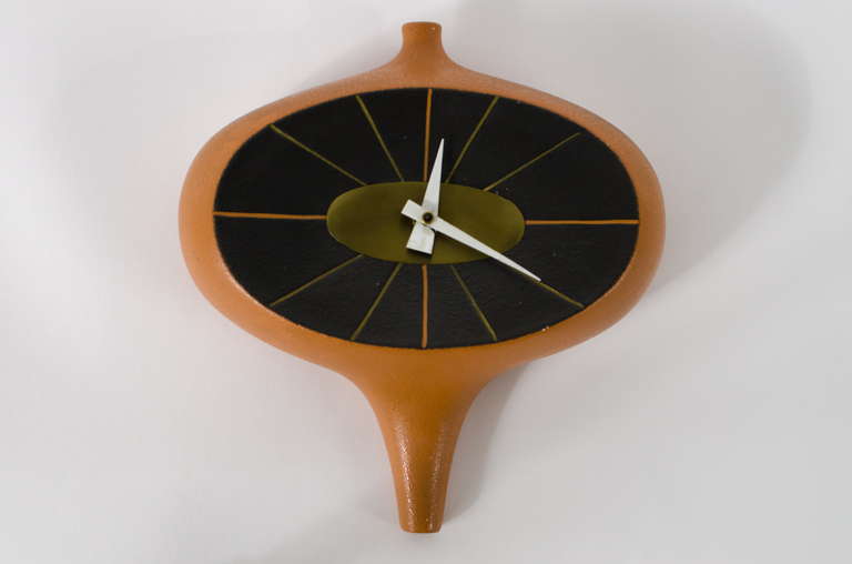 Modernist Ceramic Wall Clock 1950's 1