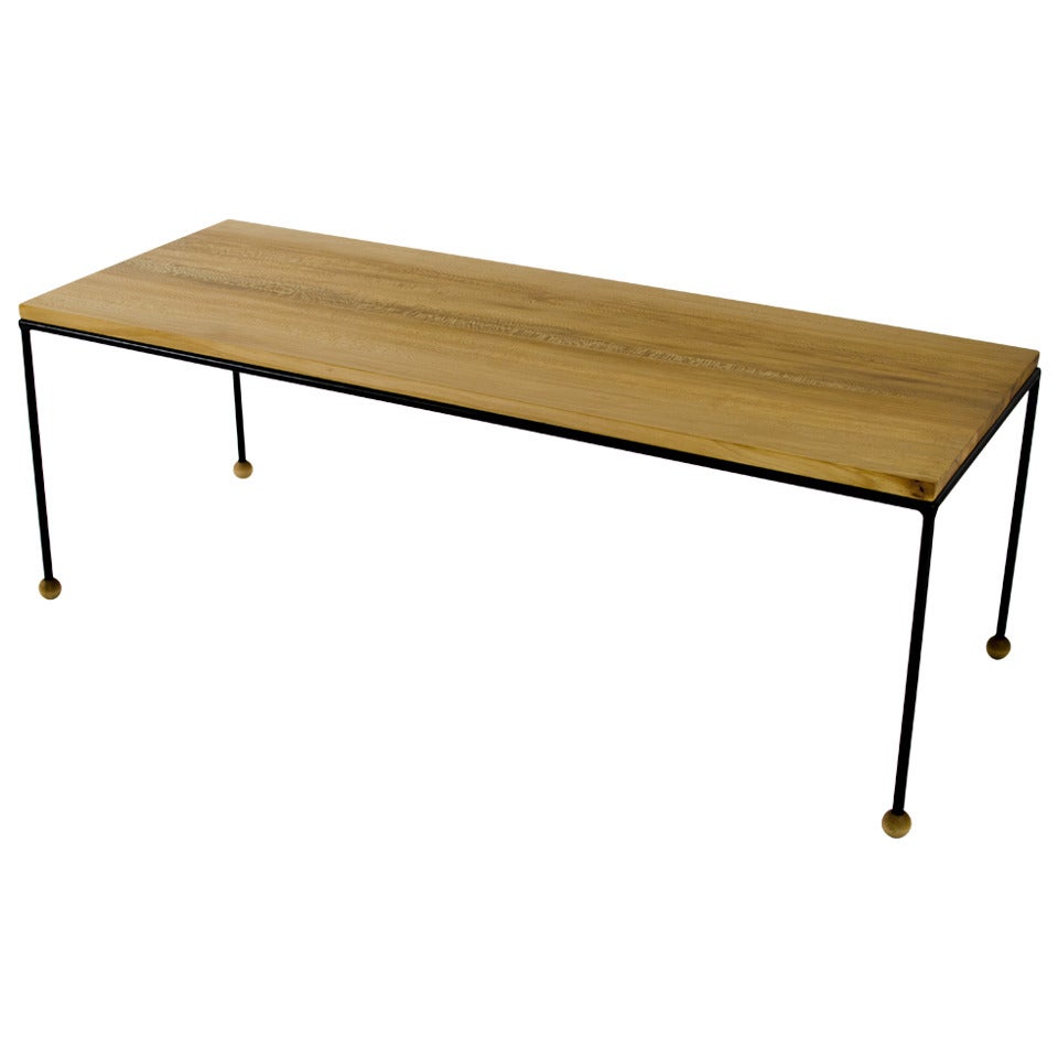 Modernist Iron and Wood Coffee Table For Sale