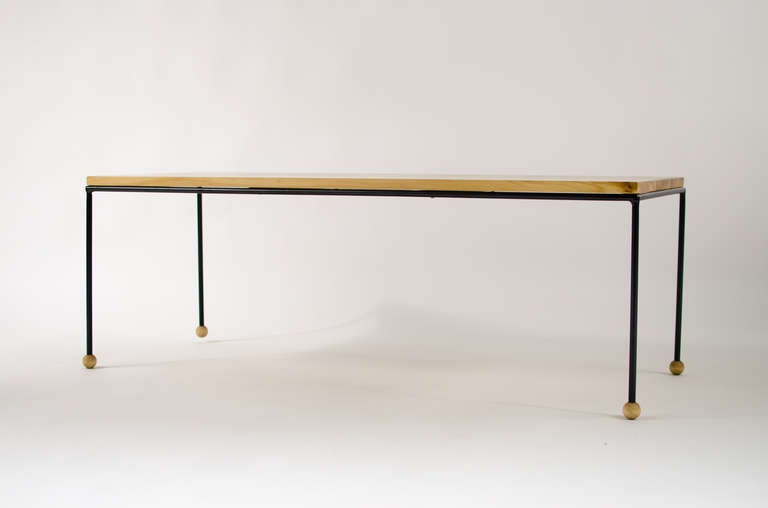 Modernist Iron and Wood Coffee Table In Excellent Condition For Sale In Berkeley, CA