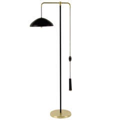 Italian Brass and Enamel Counterweight Floor Lamp